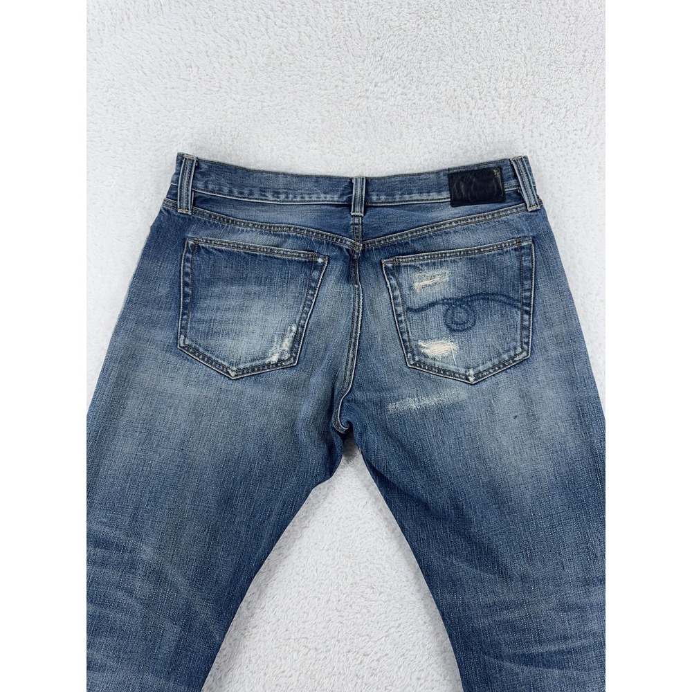 R13 Skate Jeans Mens 36 Blue Fulham Distressed Japanese Denim Made Italy‎ Low